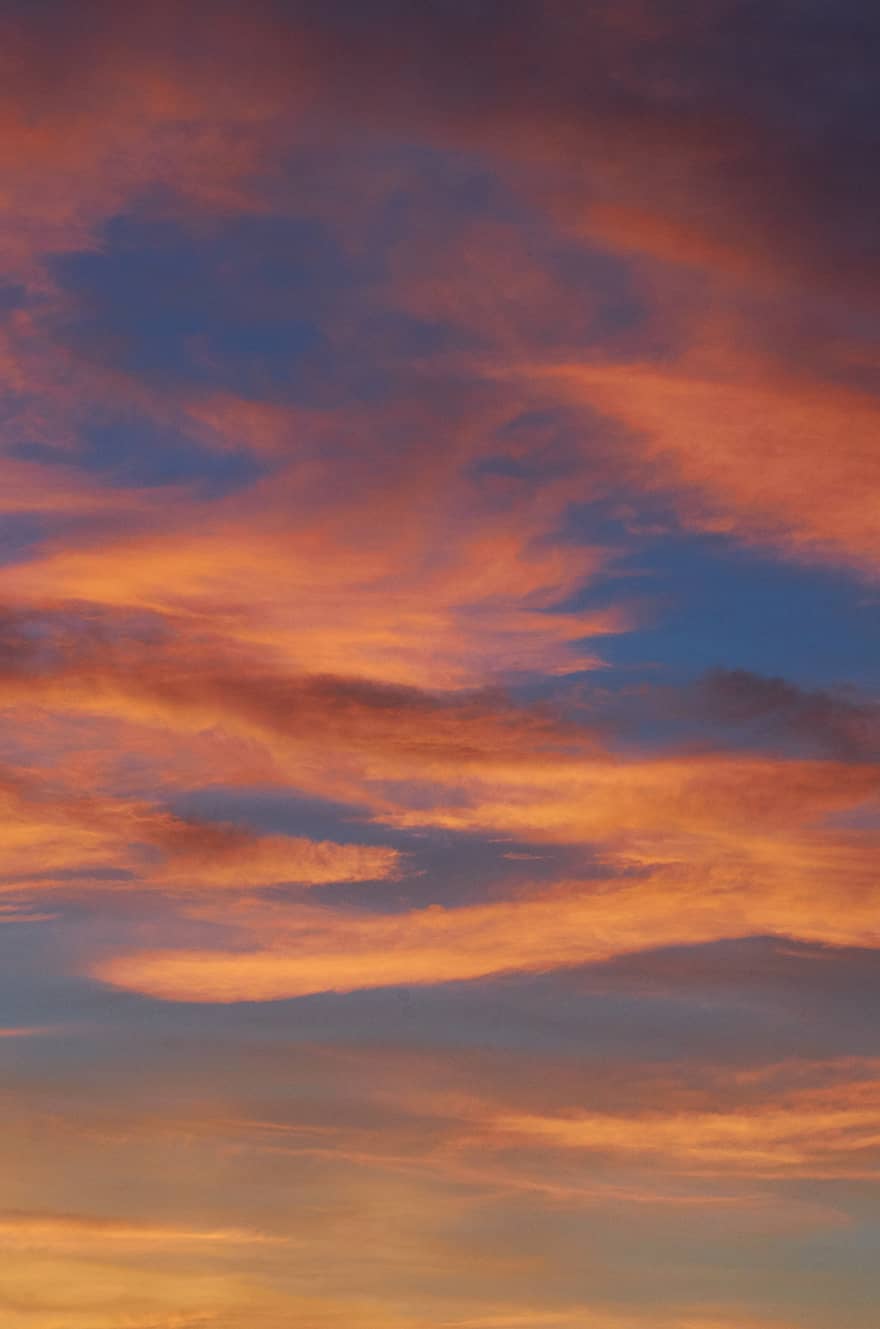 Sunset Pink Sky Clouds Blue Orange Dusk Dawn Light Pastel Evening Anyrgb